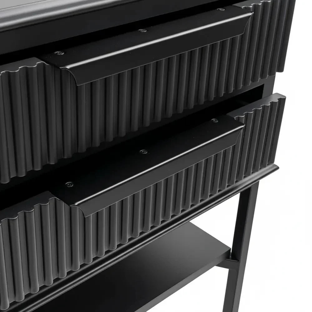 MORETTI 2-DRAWER BEDSIDE TABLE SATIN BLACK SMALL