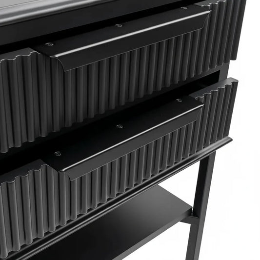 MORETTI 2-DRAWER BEDSIDE TABLE SATIN BLACK SMALL