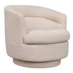 BRYNN  SWIVEL BOUCLE ARMCHAIR WHITE