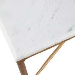 SOREN MARBLE RECTANGULAR COFFEE TABLE - BRASS FRAME 120CM