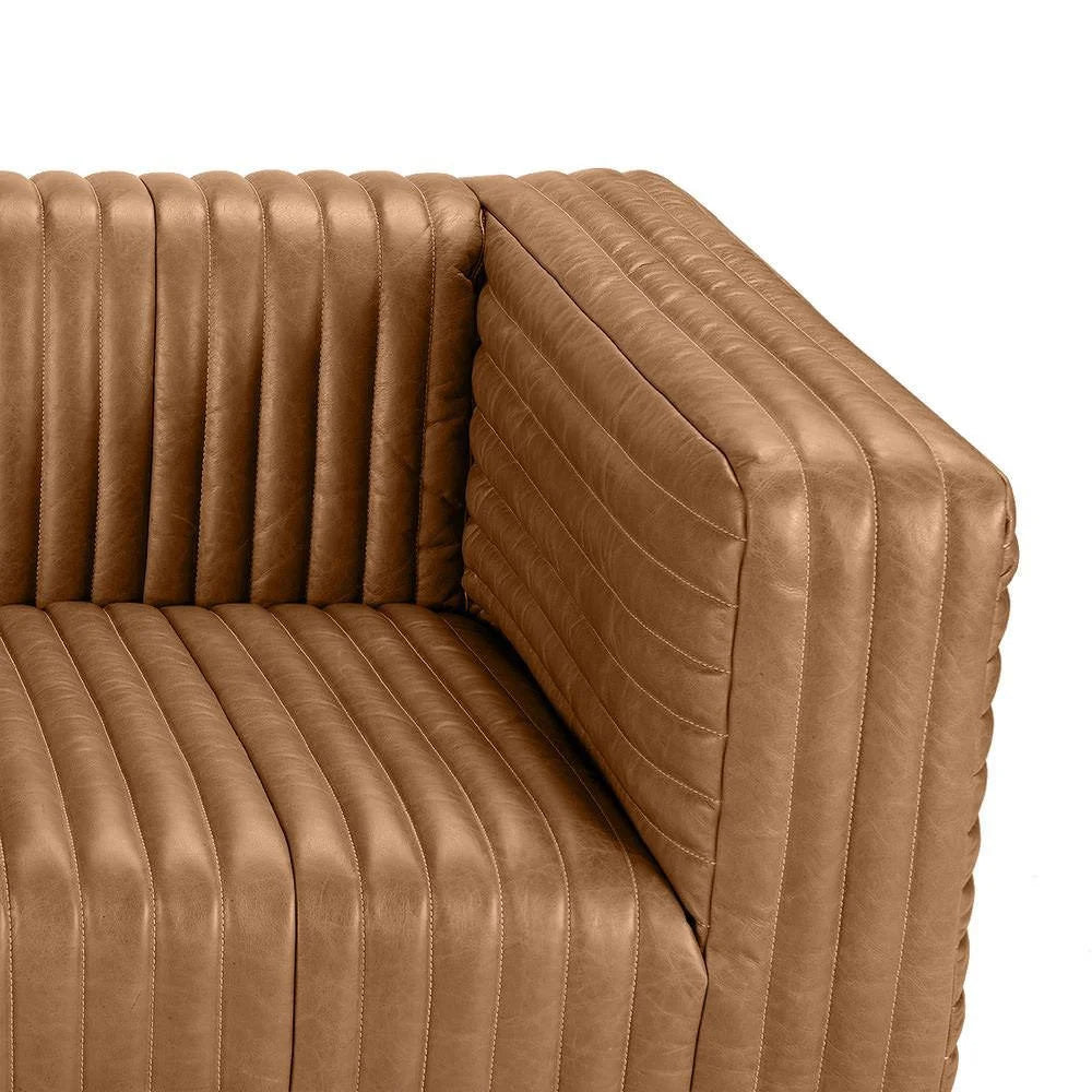 BUFFY 3-SEATER SOFA TOP GRAIN COW LEATHER  LIGHT BROWN