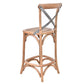 MALMO CROSS BACK OAK BAR STOOL WITH GREY METAL STRAPS