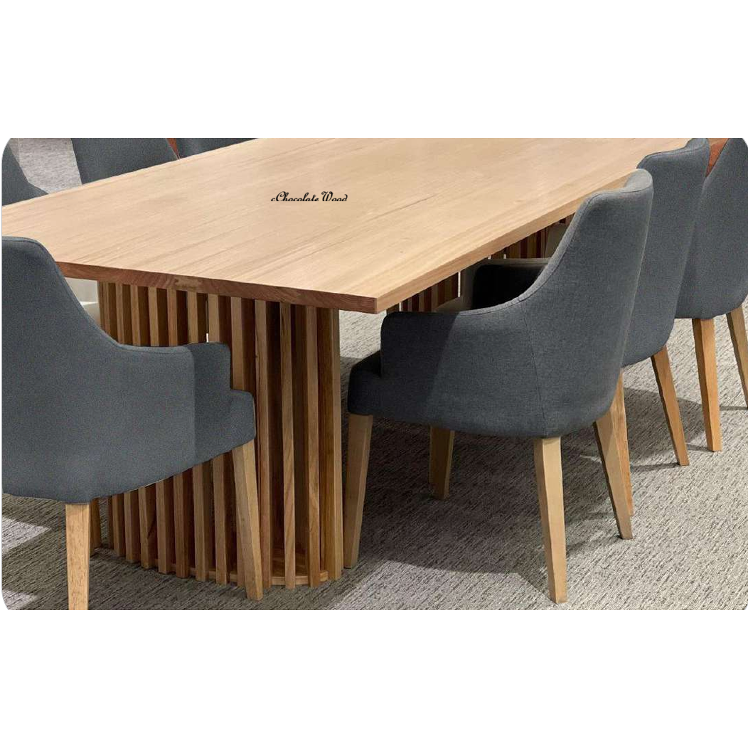 IBARRA SOLID & VENEER BLUE GUM TIMBER  RECTANGULAR DINING TABLE NATURAL 210CM