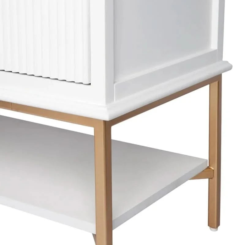 MORETTI 2-DRAWER BEDSIDE TABLE SATIN WHITE/GOLD LARGE