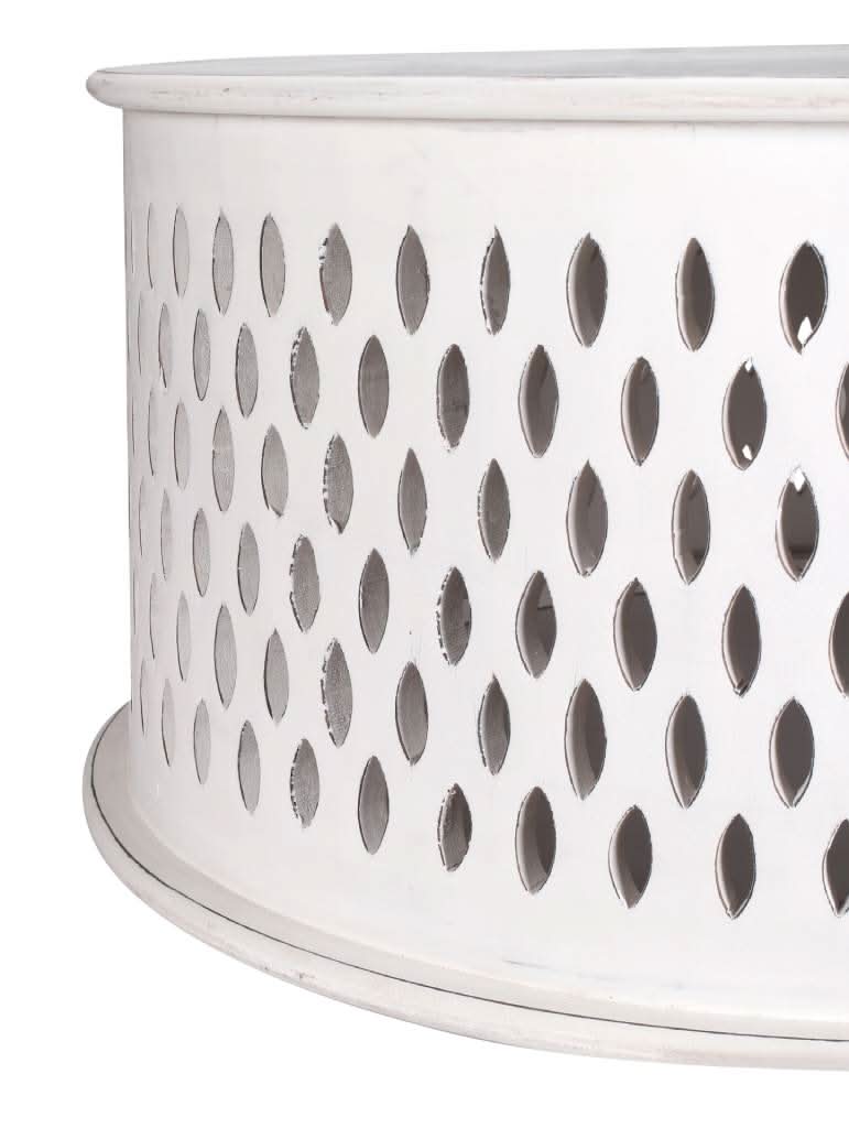 MELODIA ROUND WOODEN COFFEE TABLE - INDOOR/OUTDOOR DISTRESSED