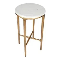SOREN MARBLE PETITE SIDE TABLE - BRASS FRAME 90CM