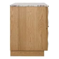 HAMPSHIRE RIVER BROWN MARBLE  NATURAL OAK 2-DRAWER BEDSIDE TABLE