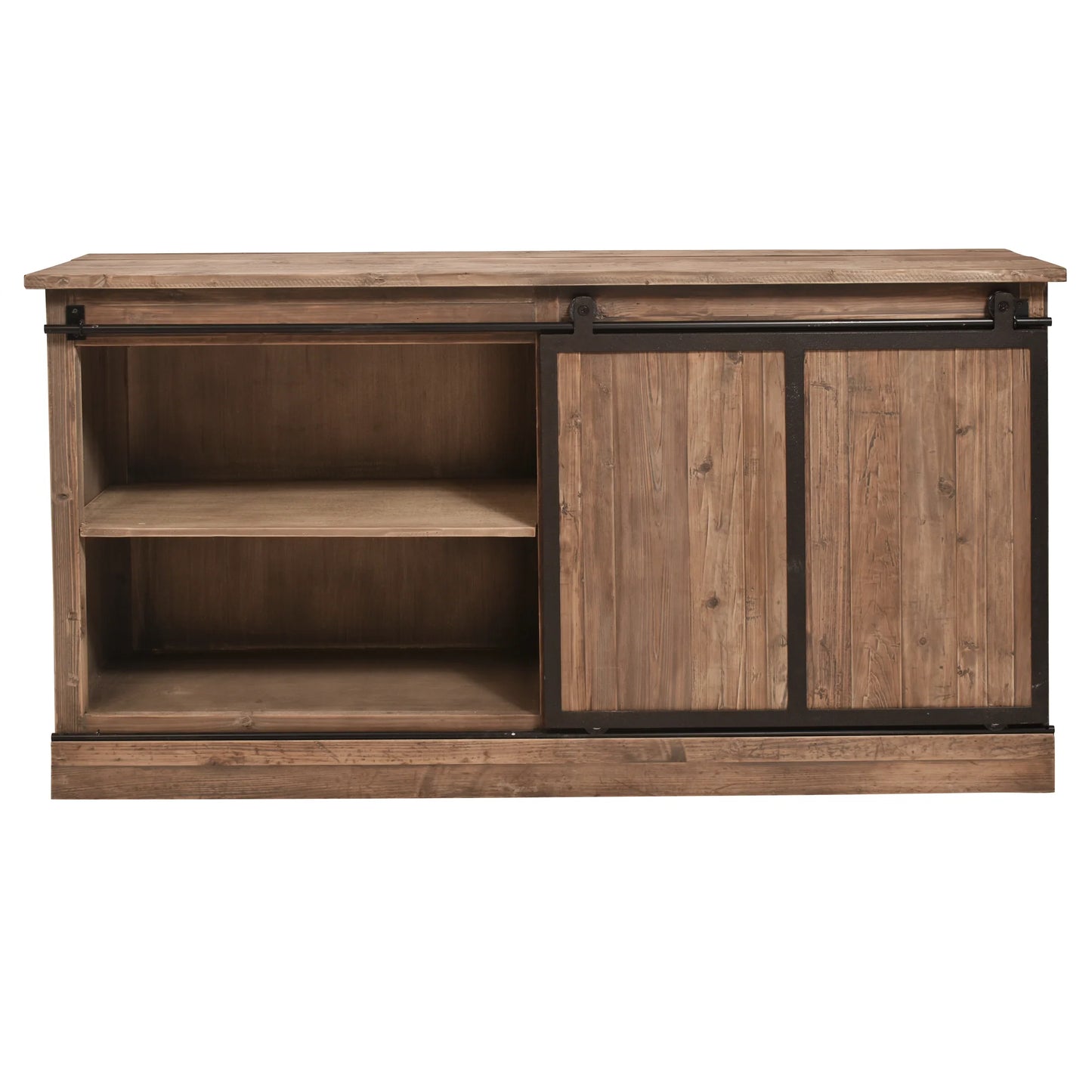 MORIAH SOLID RECLAIMED ELM TRACK SLIDING DOOR BUFFET BLACK & NATURAL