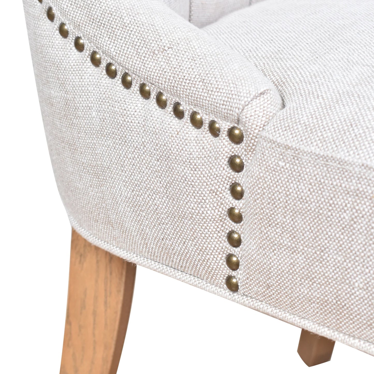 ELMORE LIGHT GREY LEATHER DINING CHAIR WITH WHITEWASH LEGS