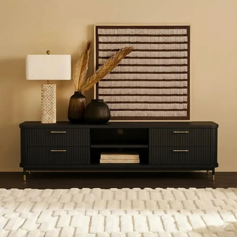 PEMBROKE OAK TIMBER 4-DRAWER TV UNIT ETU BLACK 200CM