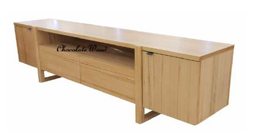 IBARRA SOLID & VENEER BLUE GUM TIMBER  ETU TELEVISION UNIT 2 DOORS 2 DRAWERS NATURAL