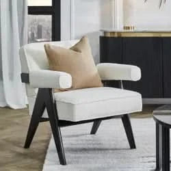 LAYTON WHITE/BLACK BOUCLE ARMCHAIR