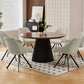 CARLOW 7 PIECE DINING SET: 1  ROUND DINING TABLE 130CM  & 6 CARLOW FAWN COLOURED DINING CHAIRS