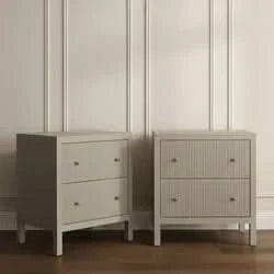 JAYLA LARGE BEIGE 2-DRAWER LARGE BEDSIDE TABLE