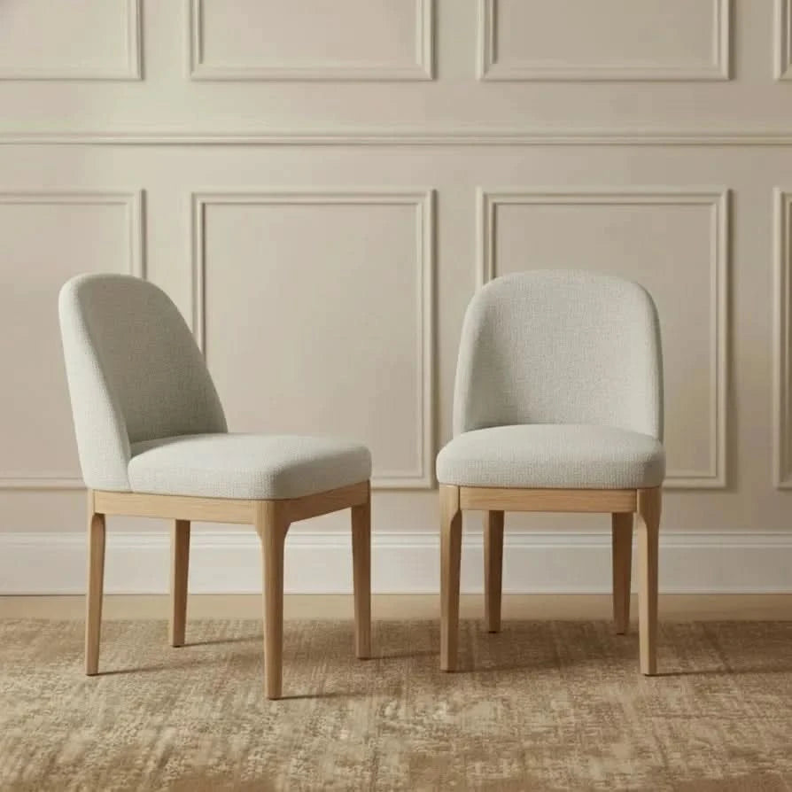 SET OF 2 DURAM LINEN DINING CHAIRS NATURAL/OATMEAL