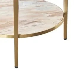 MELINA ROUND SIDE TABLE/BEDSIDE TABLE PINK MARBLE/GOLD STAINLESS STEEL