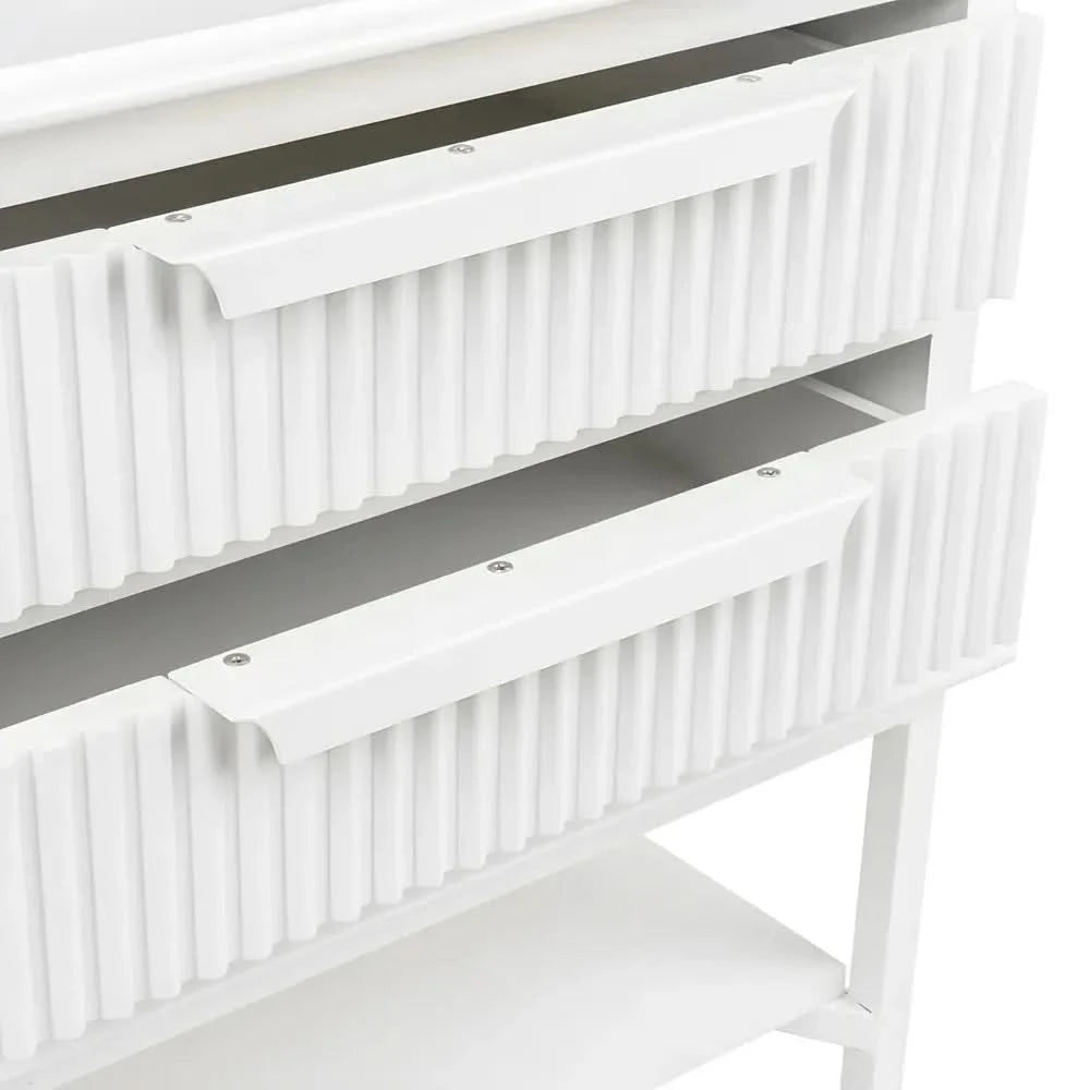 MORETTI 2-DRAWER BEDSIDE TABLE SATIN WHITE SMALL