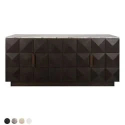 HAMPSHIRE RIVER BROWN MARBLE/SMOKED OAK 4-DOOR BUFFET/SIDEBOARD