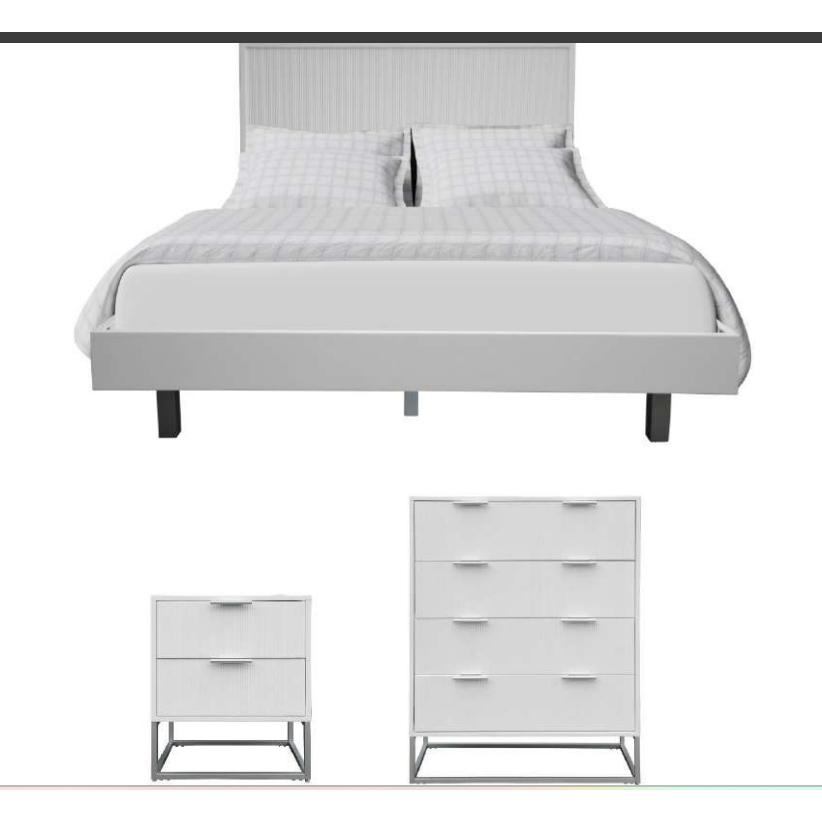 SNOWDON ACACIA 4-DRAWER TALLBOY  CHEST OF 4 DRAWERS IN WHITE ART DECO STYLE