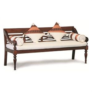 Fabiano's  Solid Mahogany Timber 200cm Bench with Cushions & Pillows - Mahogany