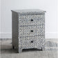 SANTA FE SIDE SHELL INLAY 3 DRAWER SIDE TABLE/BEDSIDE TABLE - MyChocolateWood