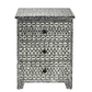 SANTA FE SIDE SHELL INLAY 3 DRAWER SIDE TABLE/BEDSIDE TABLE - MyChocolateWood