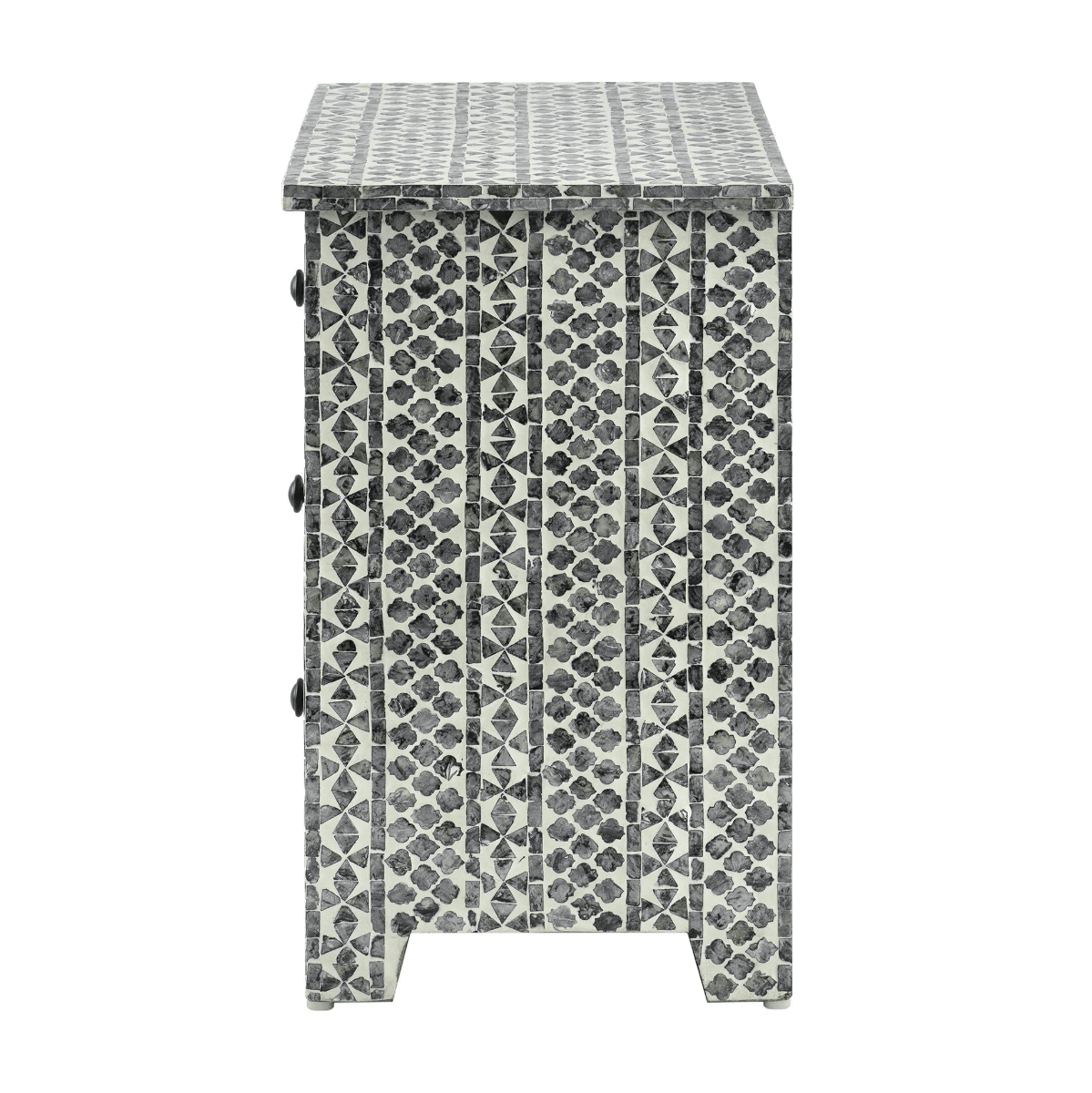 SANTA FE SIDE SHELL INLAY 3 DRAWER SIDE TABLE/BEDSIDE TABLE - MyChocolateWood