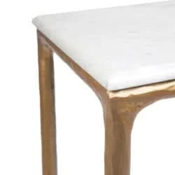 SOREN MARBLE RECTANGULAR COFFEE TABLE - BRASS FRAME 120CM