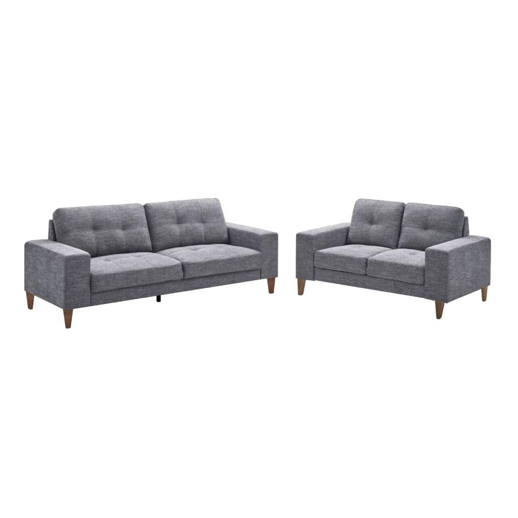 HARDIN FABRIC 3-SEATER + 2-SEATER SOFA SET LOUNGE SET GREY - MyChocolateWood