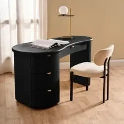 DELMAR  ASHWOOD VENEER 4-DRAWER HOME OFFICE DESK/ STUDENT DESK BLACK
