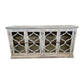 REINA GREYWASHED RECYCLED TIMBER/GLASS 4-DOOR BUFFET/SIDEBOARD