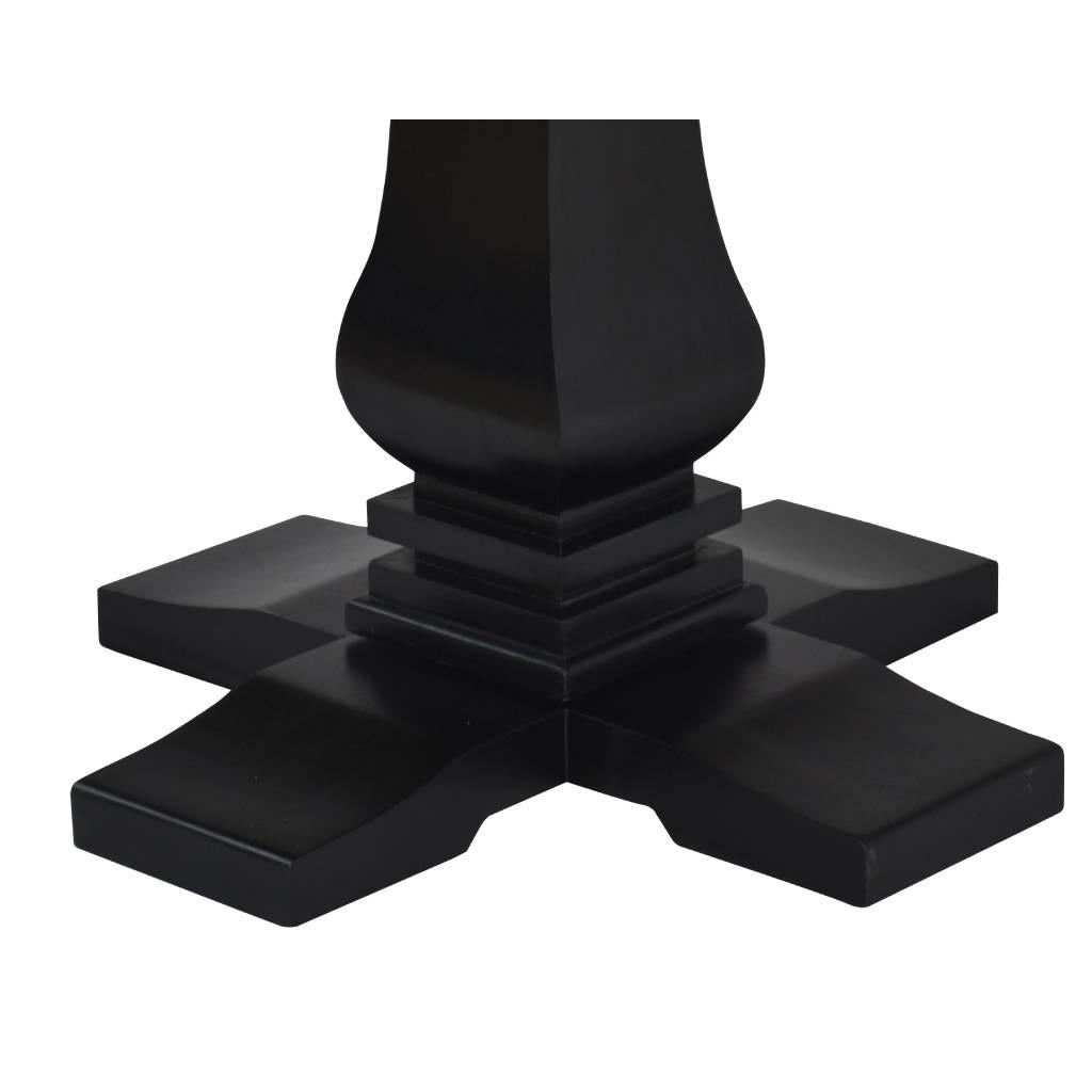 SORANZO MANGO WOOD ROUND DINING TABLE HANDCRAFTED PARQUET TOP OAK/BLACK 135CM FRENCH PROVINCIAL