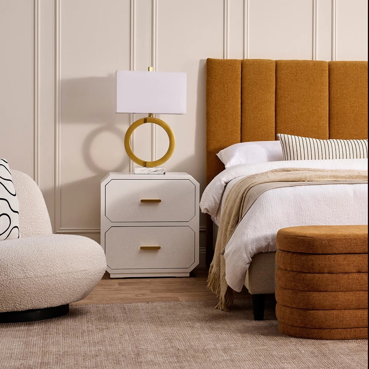 DELGARDO HAMPTON STYLE 2-DRAWER BEDSIDE TABLE WHITE