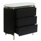 DENEUVE 3 DRAWER CHEST OF DRAWERS BLACK WITH CARRARA MARBLE TOP