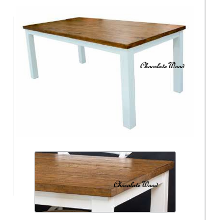 VILLIERS HAMPTON SOLID ACACIA TIMBER DINING TABLE OAK/WHITE 180CM