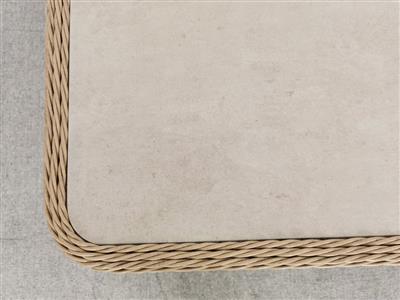 NOLA OUTDOORS 6PC CORNER WICKER SOFA SET- NATURAL/STONE