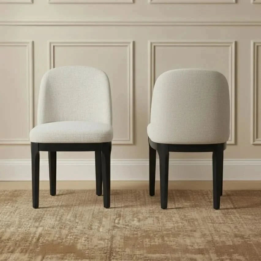 SET OF 2 DURAM LINEN DINING CHAIRS BLACK/OATMEAL