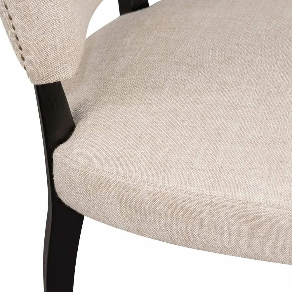 SET OF 2 CAVENDISH LINEN DINING CHAIR BEIGE/BLACK