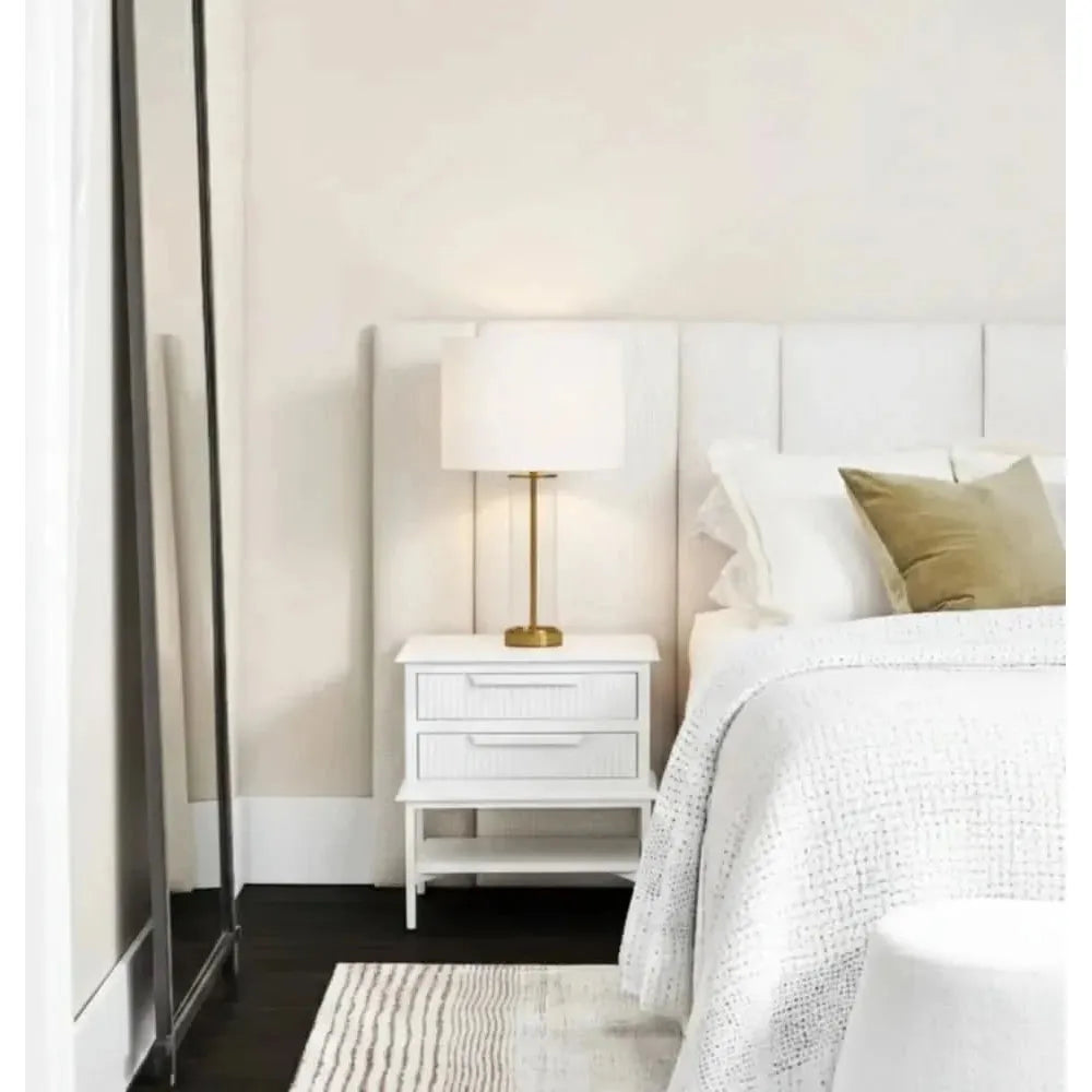 MORETTI 2-DRAWER BEDSIDE TABLE SATIN WHITE SMALL