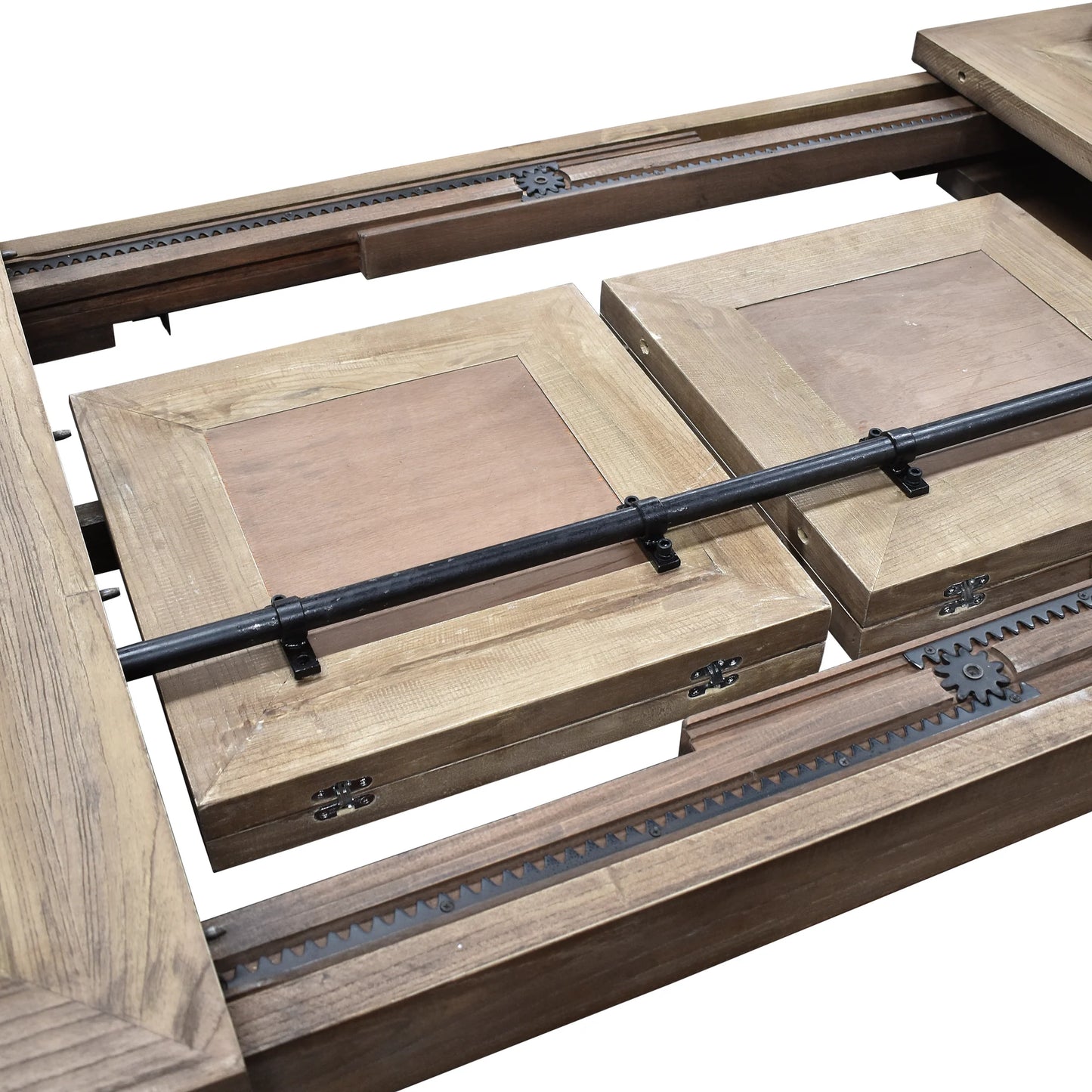 HARLOW PARQUET RECLAIMED ELM DOUBLE EXTENSION DINING TABLE WITH PEDESTAL BASE 210/260/310CM NATURAL ELM