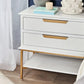 MORETTI 2-DRAWER BEDSIDE TABLE SATIN WHITE/GOLD LARGE