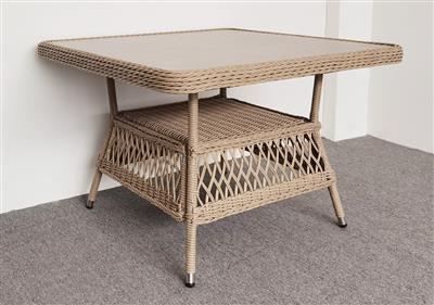 NOLA OUTDOORS 6PC CORNER WICKER SOFA SET- NATURAL/STONE