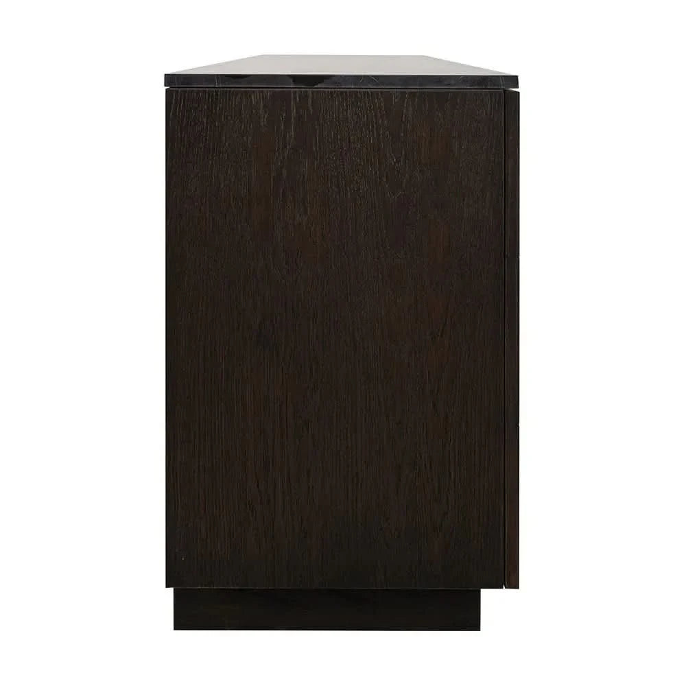 HAMPSHIRE TRAVERTINE/SMOKED OAK 4-DOOR BUFFET/SIDEBOARD -