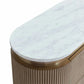 DENEUVE BEDSIDE TABLE ANTIQUE GOLD WITH CARRARA MARBLE TOP