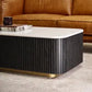 VERWOOD BRUSHED BLACK OAK WOOD BASE/SIVEC WHITE MARBLE TOP  COFFEE TABLE