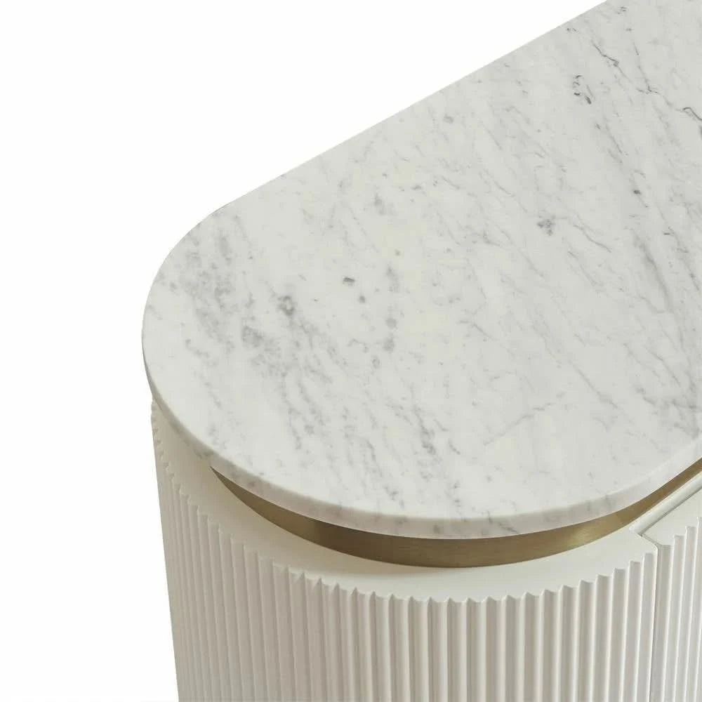 DENEUVE 3 DRAWER CHEST OF DRAWERS WHITE WITH CARRARA MARBLE TOP