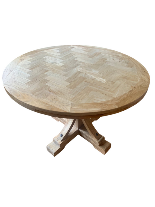 GIBRALTAR HAMPTON STYLE ROUND PARQUETRY DINING TABLE IN 1200MM DIAMETER