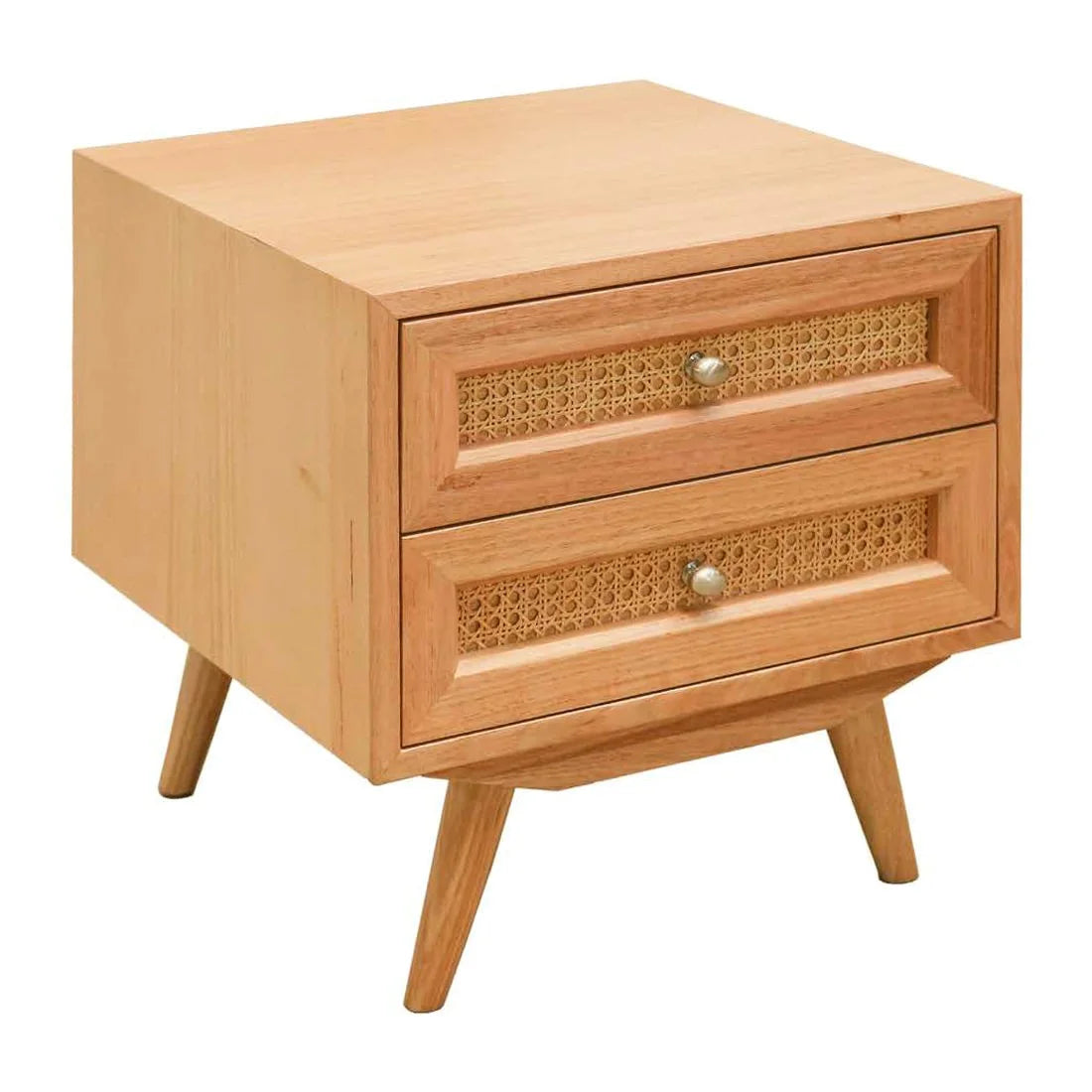 HADLEIGH OAK & RATTAN BEDSIDE TABLE NATURAL