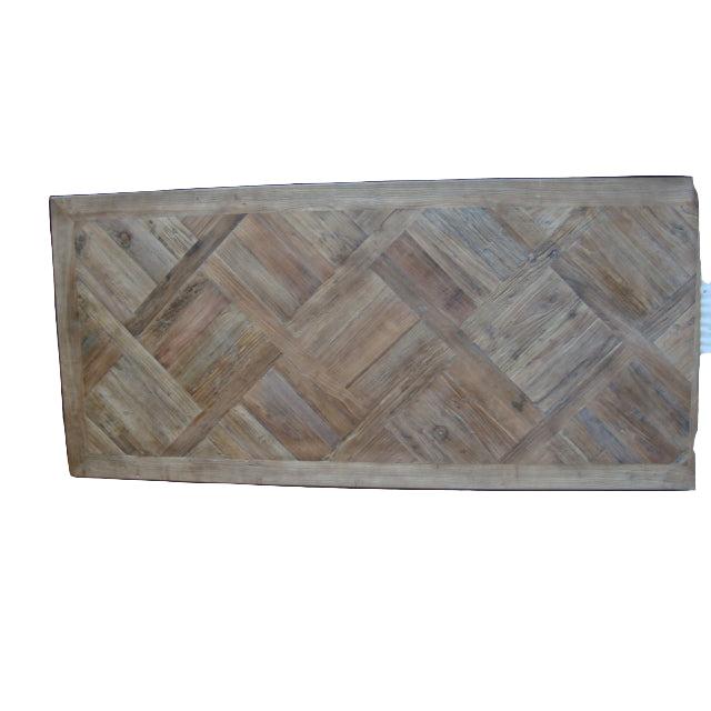 MORO RECYCLED ELM RUSTIC DINING TABLE PARQUETRY TOP 150CM