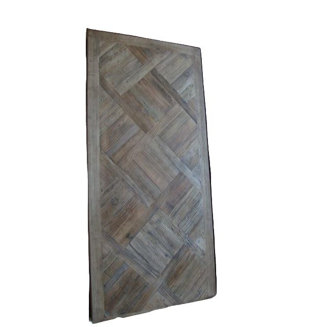 MORO RECYCLED ELM RUSTIC DINING TABLE PARQUETRY TOP 150CM